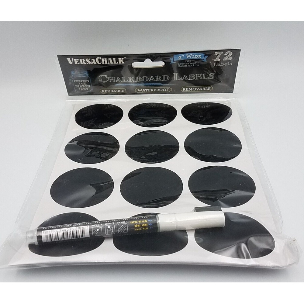72Pcs 2 Inch‎ Dia. Chalkboard Labels Food Storage Sticker with Marker Pen New